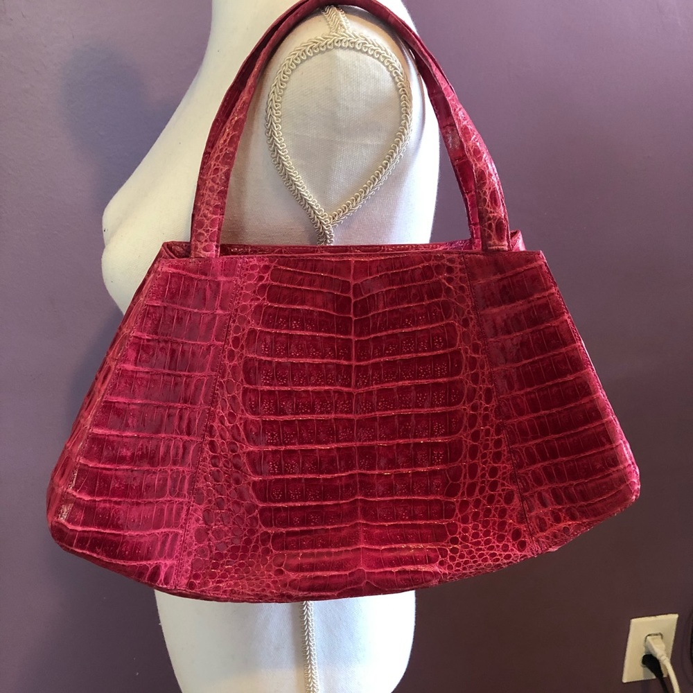 NANCY GONZALEZ EUC Genuine Crocodile Raspberry